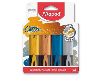 Maped zvýrazňovače Fluo Peps Glitter Metal – sada 4 třpytivých barev