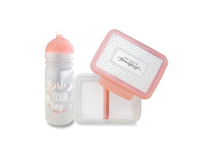 Set Zdravá lahev 0,7 l a box Zdravá sváča – Fresh růžová