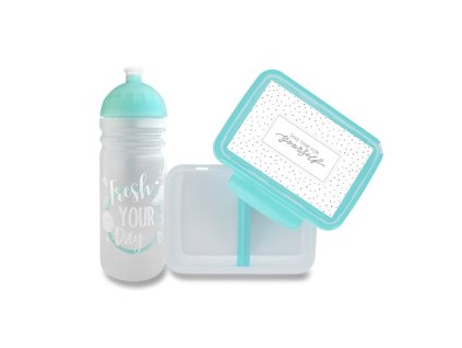 Set Zdravá lahev 0,7 l a box Zdravá sváča – Fresh tyrkys