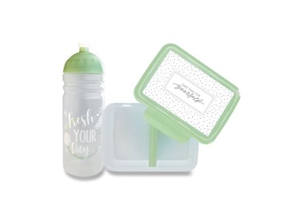 Set Zdravá lahev 0,7 l a box Zdravá sváča – Fresh olivová