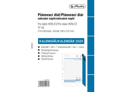 Herlitz - Náplň do kroužkového diáře A5 - 2025, denní