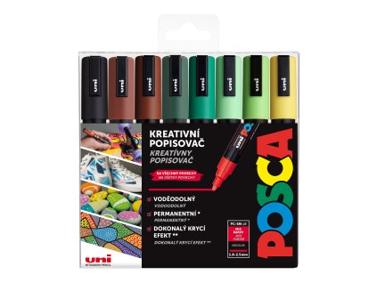 POSCA sada popisovačů PC-5M EARTH – 8 ks, střední hrot 1,8–2,5 mm