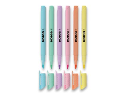 Zvýrazňovače Kores Style Brush Marker – 6 pastelových barev
