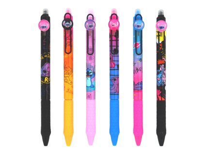 Colorino gumovatelné pero Stitch Black – stiskací, modrá náplň