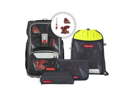 Školní aktovka Step by Step GIANT Dragon Drako, pro prvňáčky - 5dílný set