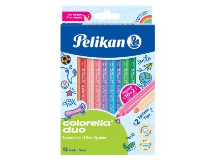 Pelikan fixy Colorella – 12 ks, oboustranné, omyvatelné