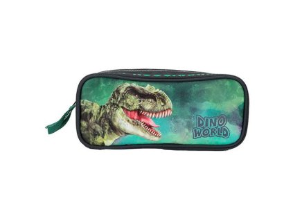 Školní penál Dino World – dvoukomorový zelený T-Rex