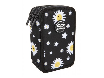 Třípatrový školní penál pro holky CoolPack Jumper 3 – Daisy Black (vybavený)