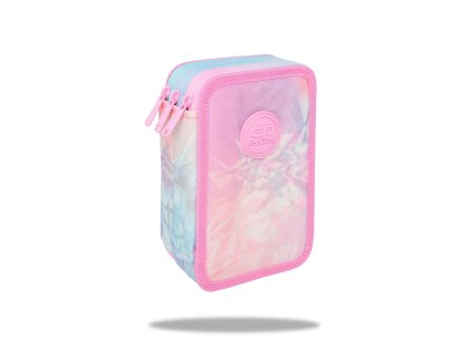 Třípatrový školní penál CoolPack Jumper 3 – Tie Dye růžový (vybavený)