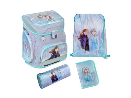 Školní set Frozen – 5dílný set s aktovkou a vybaveným penálem