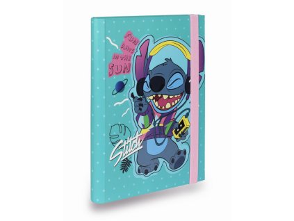 Desky na sešity A5 Stitch blue – se širokou gumou, vzor 1