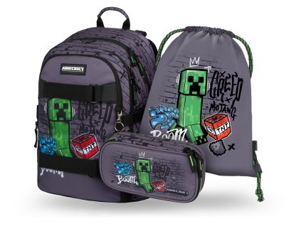 Školní set Baagl Skate Minecraft TNT – batoh, penál, sáček