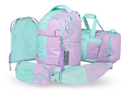 Školní set Baagl Skate Max Sweet II – batoh + sportovní taška + ledvinka + penál + sáček