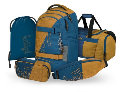 Školní set Baagl Skate Max Duo II – batoh + sportovní taška + ledvinka + penál + sáček