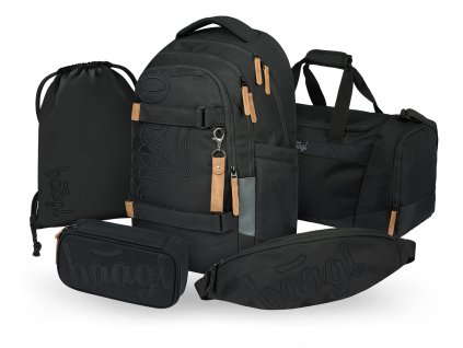 Školní set Baagl Skate Max Darkness II – batoh + penál + sáček + sportovní taška + ledvinka