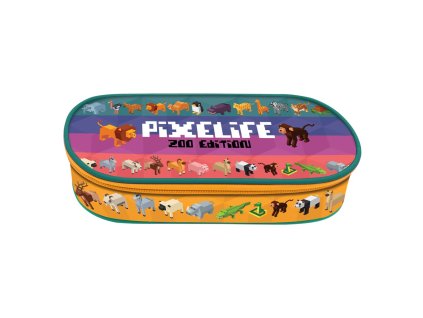 Penál Junior Pixelife Zoo Edition – oválný, 1 zip