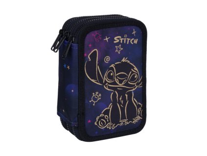 Penál 3 zipy CoolPack Jumper – Stitch GOLD (vybavený)