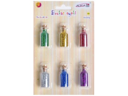 Brokát mix barev 6×2,5 g – dekorační třpytky v ampulkách