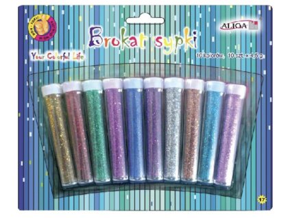 Brokát mix barev 10×4,5 g – dekorační třpytky v lahvičkách