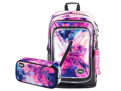 Školní set Baagl Cubic Abstract – batoh a penál pro holky