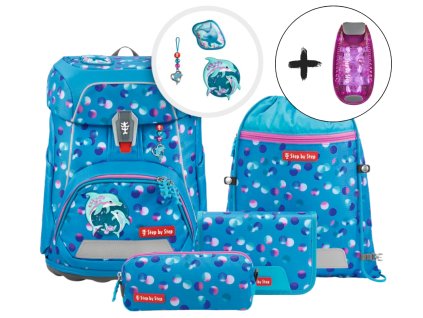 Školní aktovka Step by Step FIT Dolphin Finja – 5dílný set