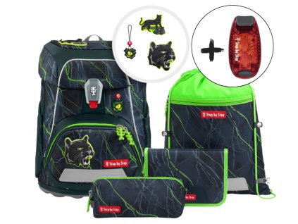 Školní aktovka Step by Step FIT Danger Cat Chiko – 5dílný set