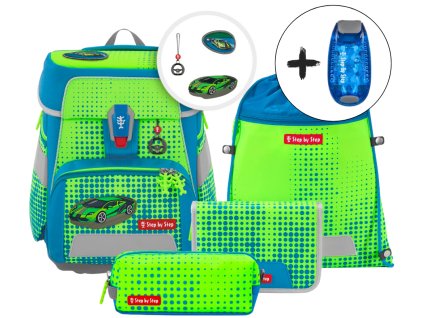Školní aktovka Step by Step SPACE NEON Race Car Chuck – 5dílný set