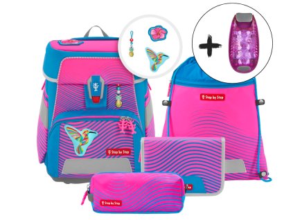 Školní aktovka Step by Step SPACE NEON Kolibri Kaja – 5dílný set