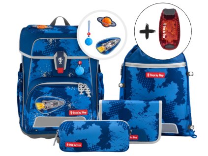 Školní aktovka Step by Step CLOUD REFLECT Rocket Novo – 5dílný set