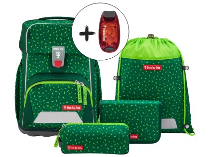 Školní aktovka Step by Step BASIS Green Graphics – 4dílný set