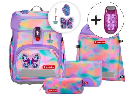 Školní aktovka Step by Step Cloud FLASH Butterfly Luna – 5dílný set, AGR certifikát