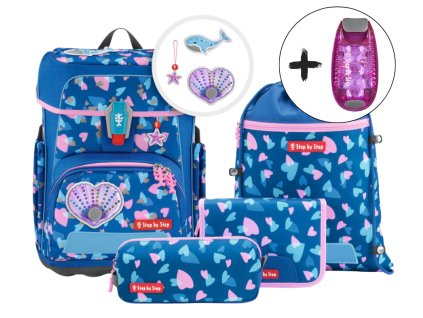 Školní aktovka Step by Step Cloud REFLECT Seashell Pearl – 5dílný set, AGR certifikát