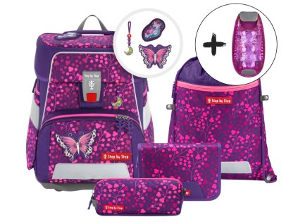 Školní aktovka Step by Step SPACE SHINE Butterfly Night Ina – 5dílný set, AGR certifikát