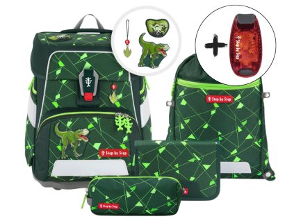 Školní aktovka Step by Step SPACE SHINE Dino Night Tyro – 5dílný set, AGR certifikát
