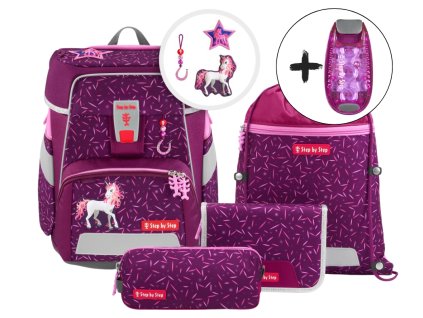 Školní aktovka Step by Step SPACE Pretty Unicorn – 5dílný set, AGR certifikát