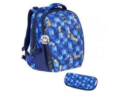 Školní aktovka Belmil 338-82 Sturdy Pixel Game – set s penálem