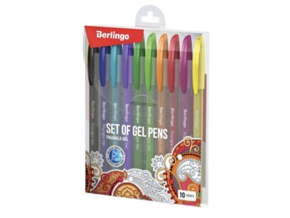 Sada gelových per Berlingo – 10 ks, modrá, 0,5 mm