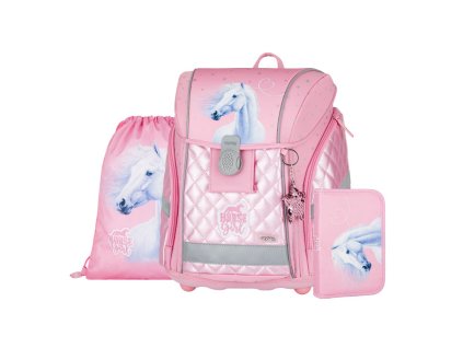 Školní aktovka PREMIUM LIGHT Kůň Romantic Horse Girl v setu – 3 díly