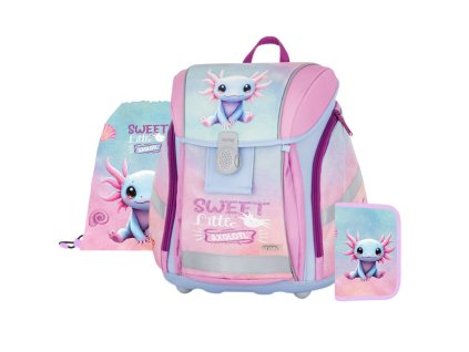Školní aktovka pro prvňáčky Oxybag PREMIUM LIGHT Axolotl – školní set 3 ks