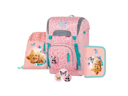 Školní batoh pro prvňáčky Oxybag OXY SKY Kočka Little Kitty – školní set 4 ks