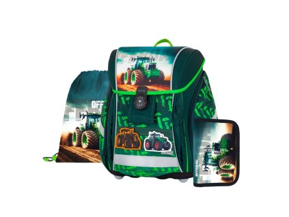 Školní aktovka pro prvňáčky Oxybag PREMIUM LIGHT Traktor Offroad – školní set 3 ks