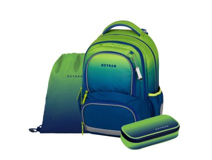 Školní batoh Oxybag OXY NEXT Ombre Green – školní set 3 ks