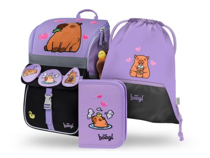 Školní set pro prvňáčky Baagl Zippy Kapybara – aktovka, penál a sáček