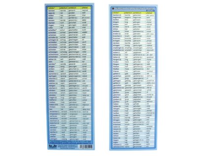 Záložka NĚMECKÁ NEPRAVIDELNÁ SLOVESA