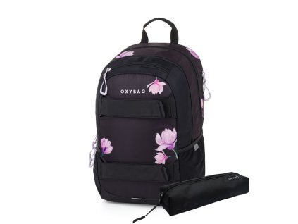 Studentský batoh + etue OXY Sport Flowers