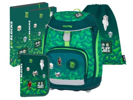 kolní set pro prvňáčky Oxybag OXY Sherpy Playworld Pixel – set 5 ks