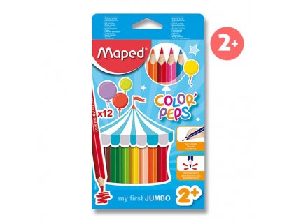Trojhranné pastelky Maped Color’Peps Jumbo – 12 barev