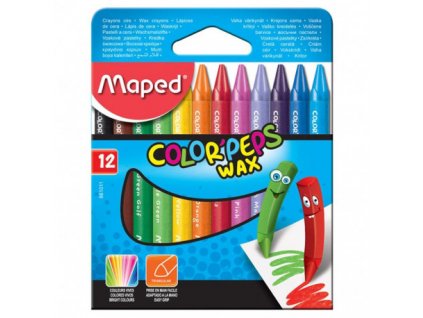 pocket of 12 color crayons maped color peps