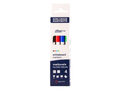 Stíratelné fixy na whiteboard – sada 4 barev, kulatý hrot 2 mm