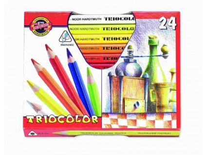 Trojhranné silné pastelky Koh‑i‑Noor Triocolor – 24 barev